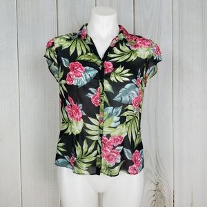 Vintage Nine & Co Tropical Floral Print Blouse